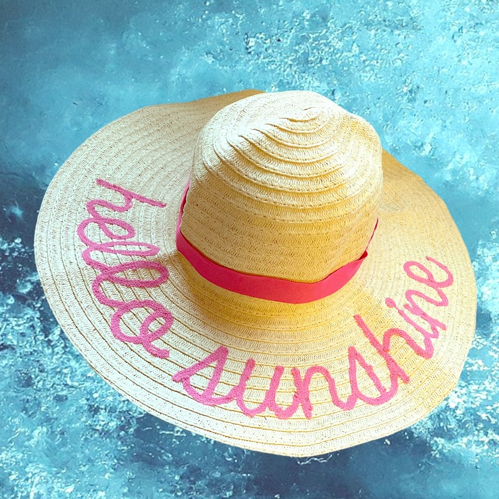 “Hello Sunshine” Floppy Straw Hat